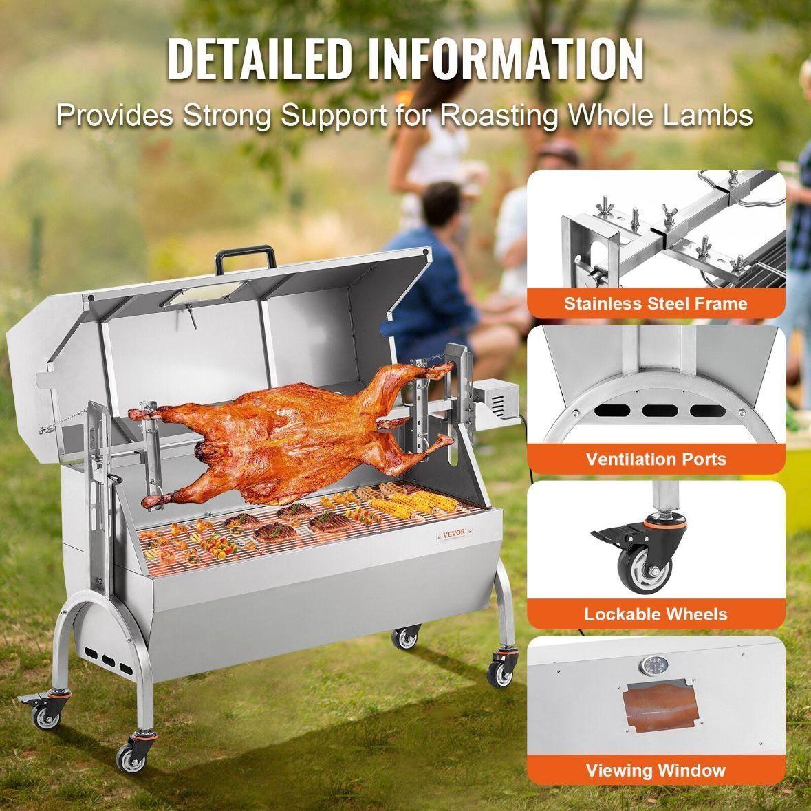 Elektrischer Spanferkelgrill aus Edelstahl mit 52W Motor
