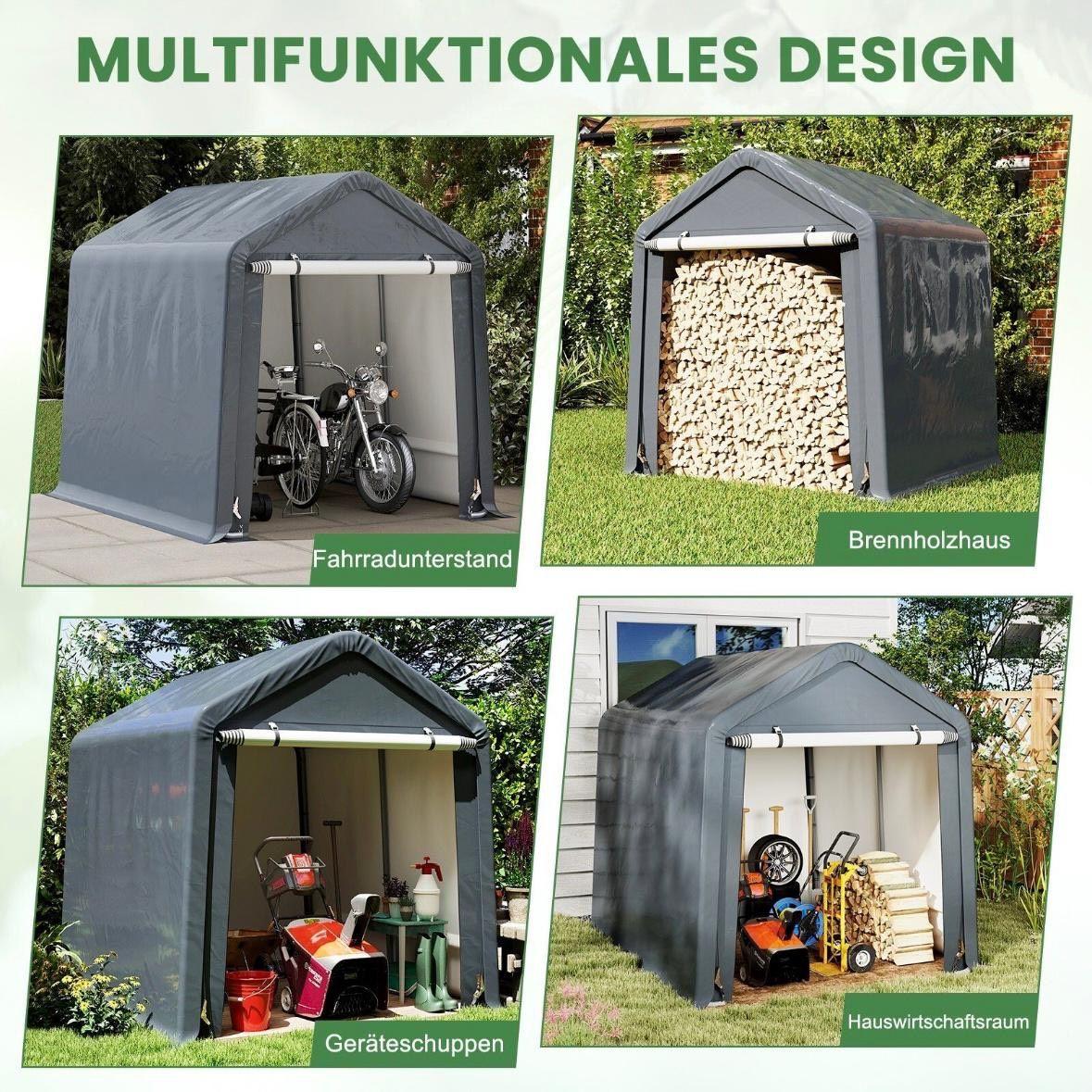 Zeltgarage Grau 240×195×214cm Wetterfester Unterstand