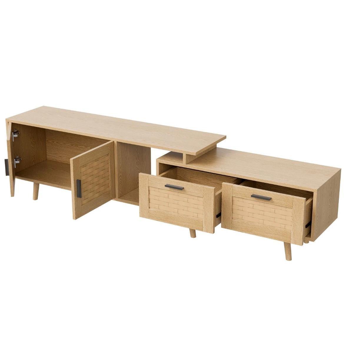 TV-Schrank mit Bambusgeflecht Längenverstellbar 169cm