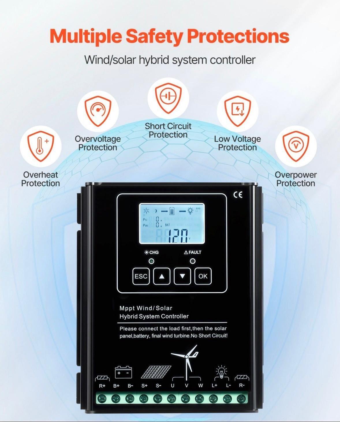Solar Windkraft Set 12V 400W Windturbine