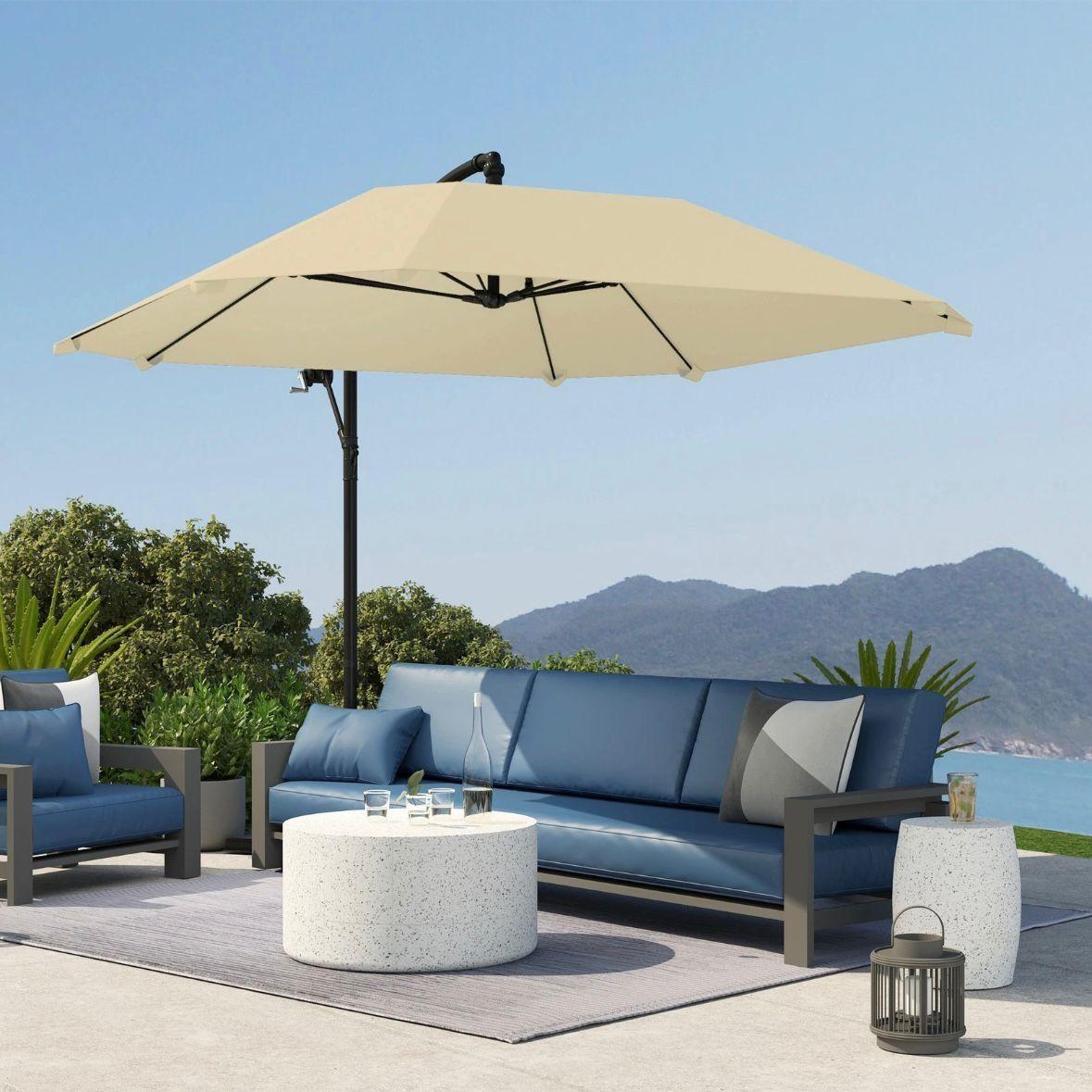 Ampelschirm Sonnenschirm 3m Kurbel 360° Beige