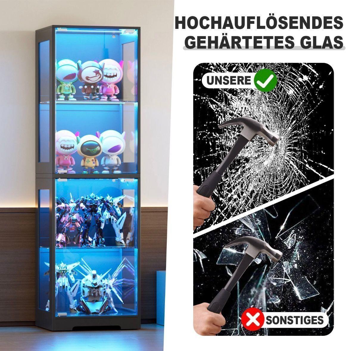 LED Glasvitrine schwarz