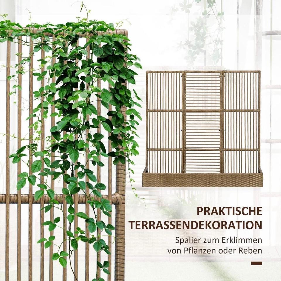 Polyrattan Hochbeet Rankgitter Blumenkasten