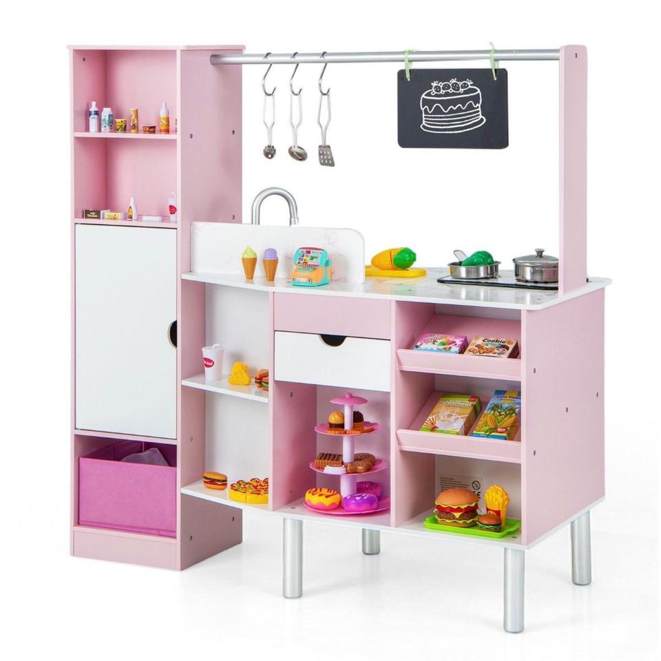 2in1 Kinderküche Kaufladen Spielküche Tafel 82 Zubehörteile