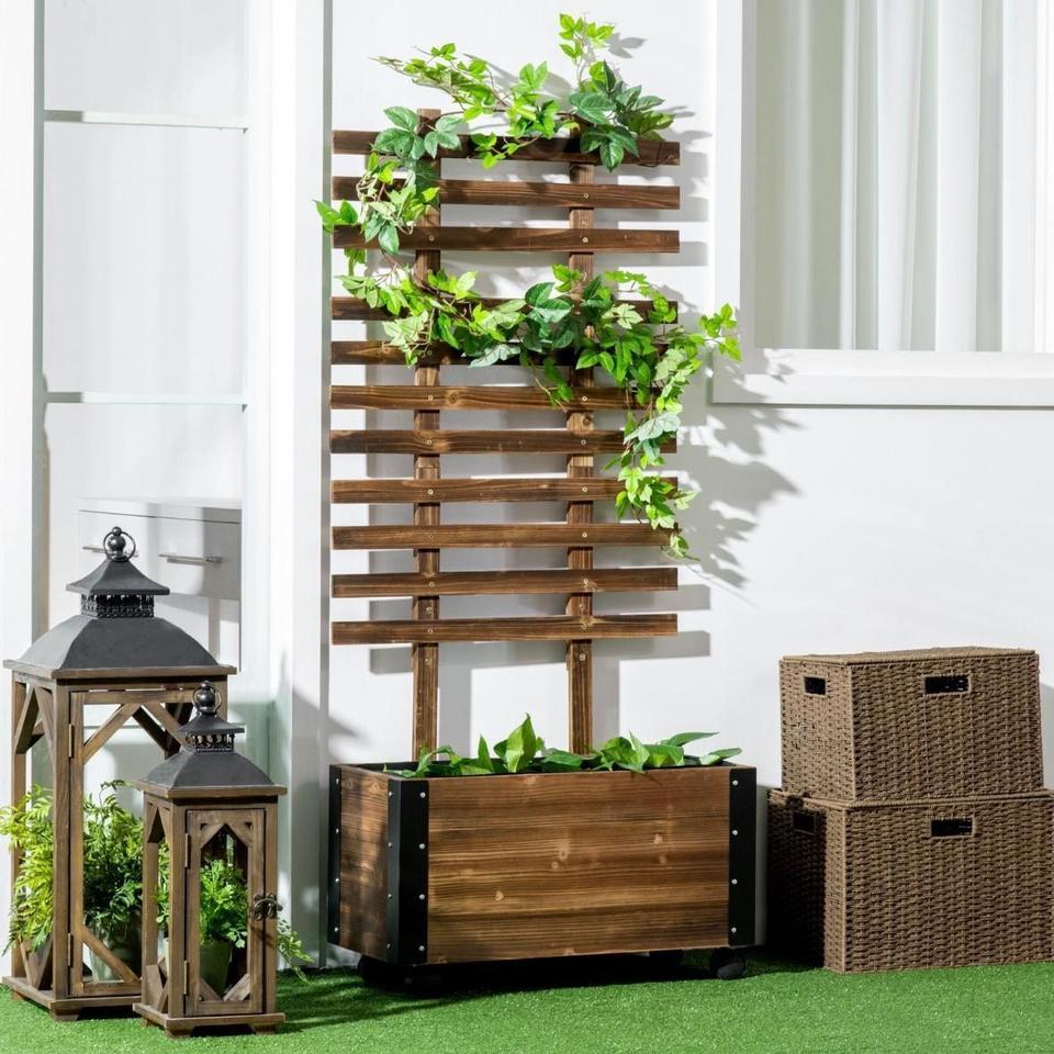 Hochbeet Rankgitter Blumenkasten Tannenholz Beet