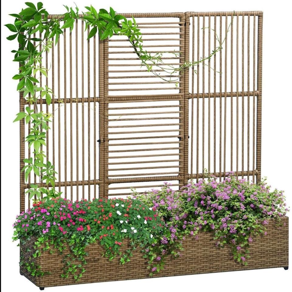 Polyrattan Hochbeet Rankgitter Blumenkasten