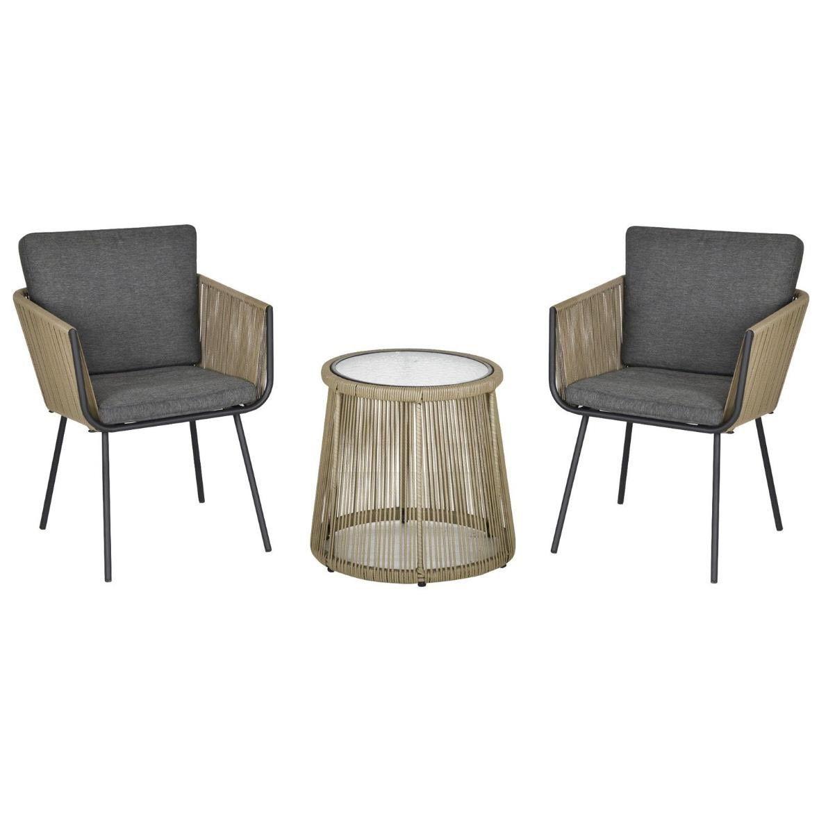 3tlg Rattan Gartenmöbel Gartengarnitur Set