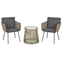 3tlg Rattan Gartenmöbel Gartengarnitur Set
