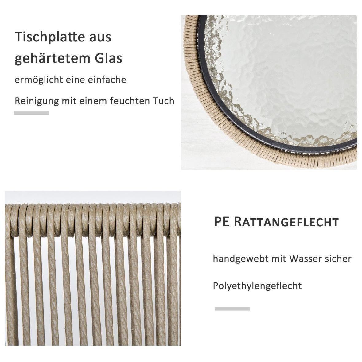 3tlg Rattan Gartenmöbel Gartengarnitur Set