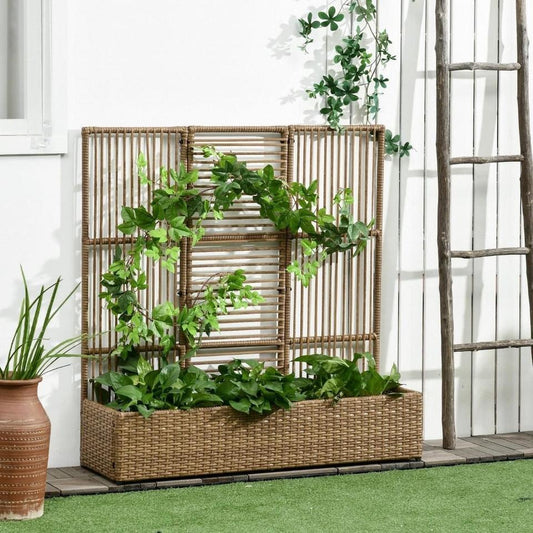 Polyrattan Hochbeet Rankgitter Blumenkasten