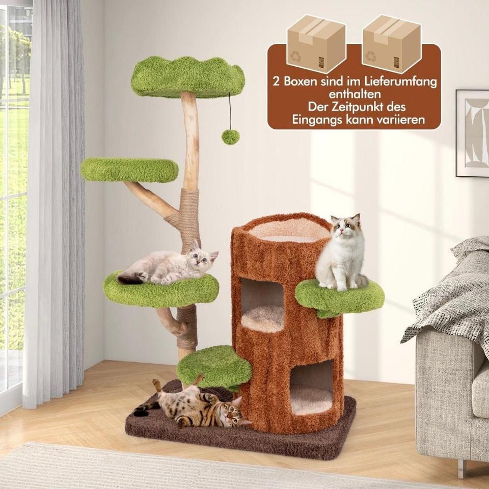 141cm Kratzbaum Katzenbaum Kletterbaum Massivholz