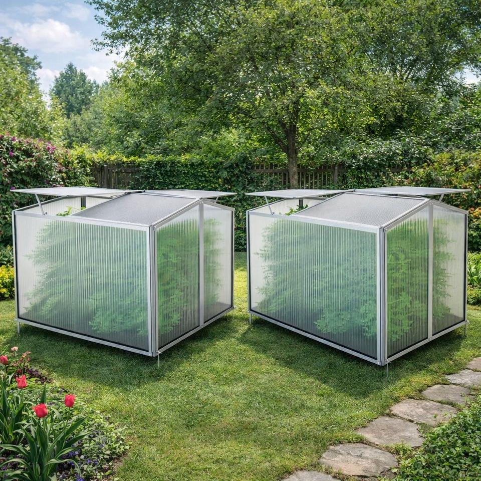 2er Set Gewächshaus Beet Frühbeet Gartenhaus