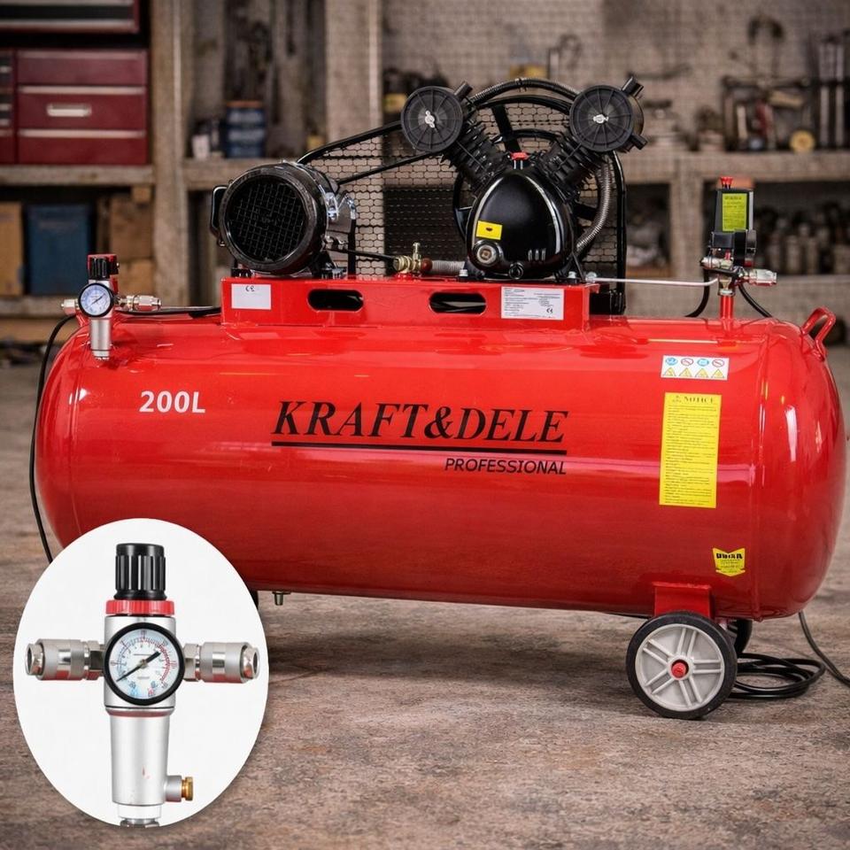 Öl-Kompressor 200L 5,2KM 590l/min 8 bar 400V 2-Zylinder Separator