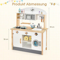 Kinderküche Spielküche aus Holz inkl. Mikrowelle + 17tlg Zubehör