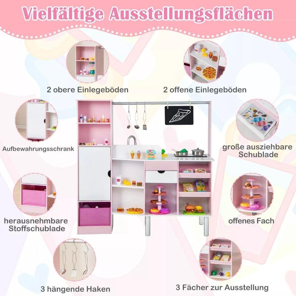 2in1 Kinderküche Kaufladen Spielküche Tafel 82 Zubehörteile