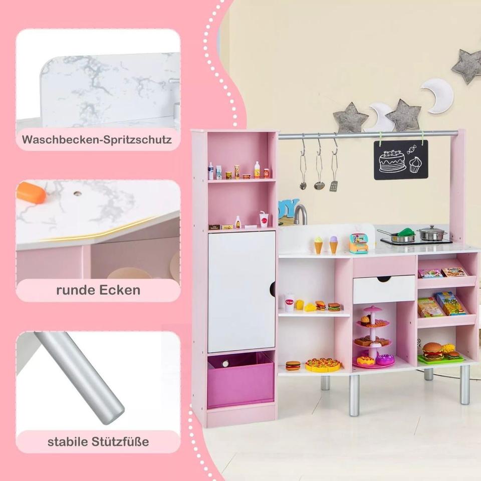 2in1 Kinderküche Kaufladen Spielküche Tafel 82 Zubehörteile