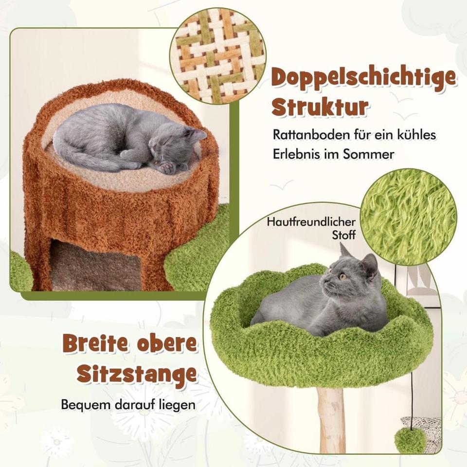 141cm Kratzbaum Katzenbaum Kletterbaum Massivholz