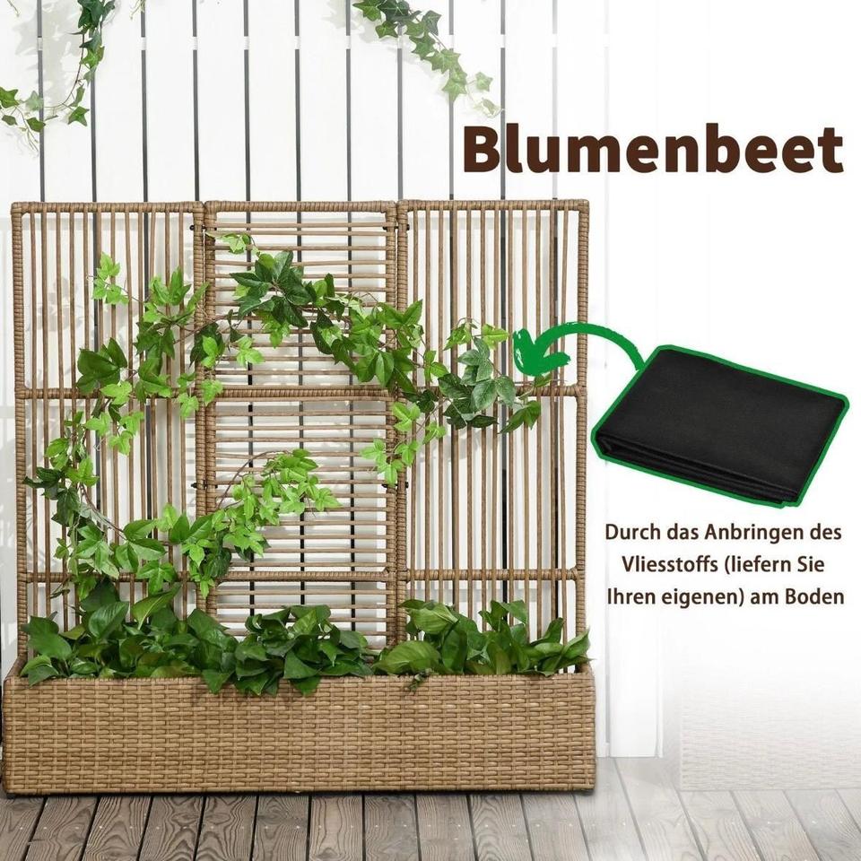 Polyrattan Hochbeet Rankgitter Blumenkasten