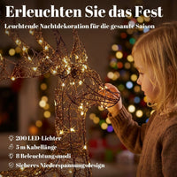 3-teiliges Beleuchtetes Rentier-Set Weihnachtsdekoration Rentierfamilie