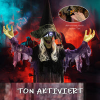 Halloween Dekoration Hängende Hexe LED-Lichter Sound Verstellbare Arme