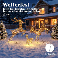 3-teiliges Beleuchtetes Rentier-Set Weihnachtsdekoration Rentierfamilie