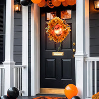 Halloween Kranz Kürbis  Lichteffekte Türdeko Dekoration
