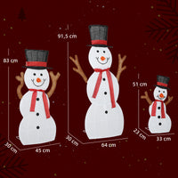 Schneemann Familie 3-teilig LED Beleuchtung Außendekoration Weihnachten
