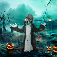 Halloween Deko Skelett Zombie Beweglich Bewegungssensor LED Sound 75cm