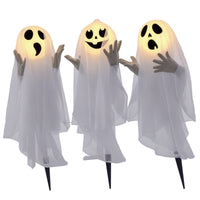 Halloween Dekoration 3x Geister Bewegungssensor 54x10x60cm Leuchtend