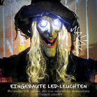 Halloween Dekoration Hängende Hexe LED-Lichter Sound Verstellbare Arme
