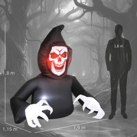 Halloween Aufblasbare Dekoration Sensenmann LED-Leuchten Gebläse 180cm