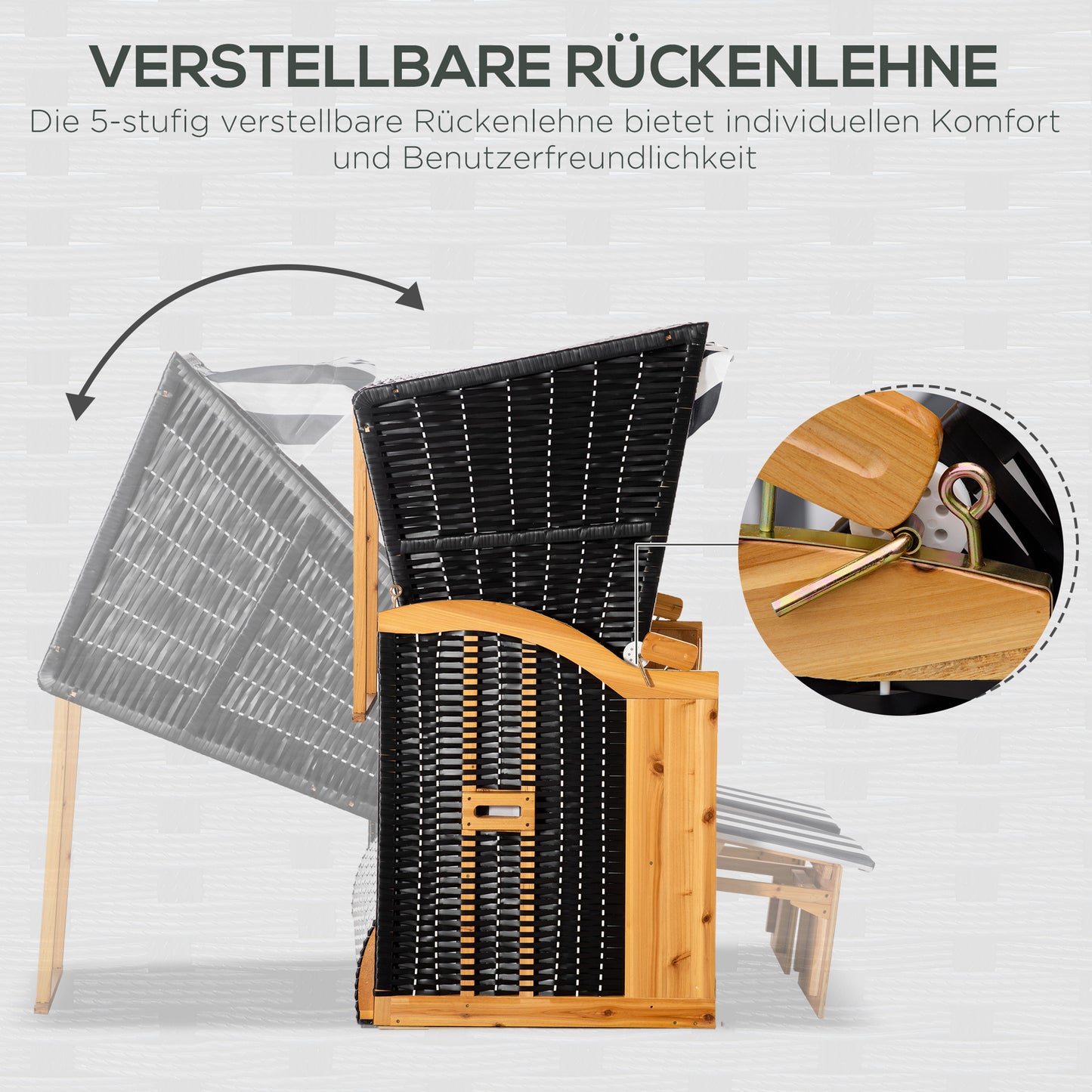 Strandkorb Fußstützen Klapptisch Nackenrollen Outdoormöbel Gartenmöbel