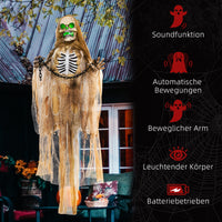 Halloween Dekoration Skelett Hängend Leuchtender Kopf Soundeffekt 90cm