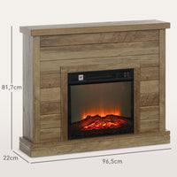 Elektrokamin 3D-Flammeneffekt Timer Fernbedienung Naturholz Standkamin