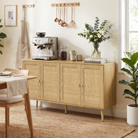 Rattan Sideboard 4 Türen Küchenbuffet Kommode Möbel