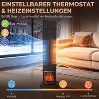 Heizlüfter 2000W Flammeneffekt Thermostat Elektroheizung Fernbedienung