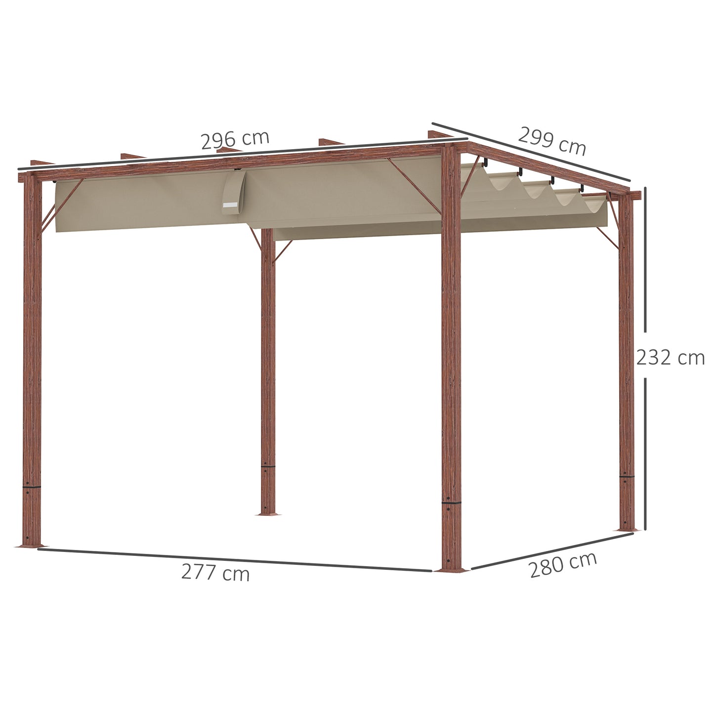 3x3m Garten-Pergola Terrassendach Aluminium verstellbar UPF30 Sonnenschutz