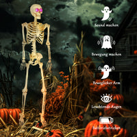 Halloween Skelett-Figur Dekoration Beweglich Leuchtende Augen Sound