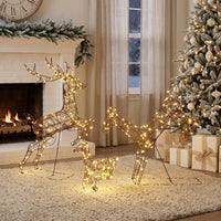 3-teiliges Beleuchtetes Rentier-Set Weihnachtsdekoration Rentierfamilie