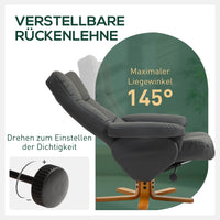Relaxsessel Sessel mit Hocker Fußhocker Kunstleder Dunkelgrau
