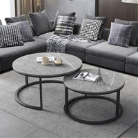 Couchtisch 2er Set Rund 80cm Keramik Beistelltisch Satztisch Tisch