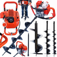 Erdbohrer Benzin 52cc Erdlochbohrer Pfahlbohrer 3 Bohrer Zweitaktmotor