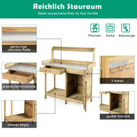 Pflanztisch Gärtnertisch Tannenholz 112x46x125cm Gartenschrank Blumentisch