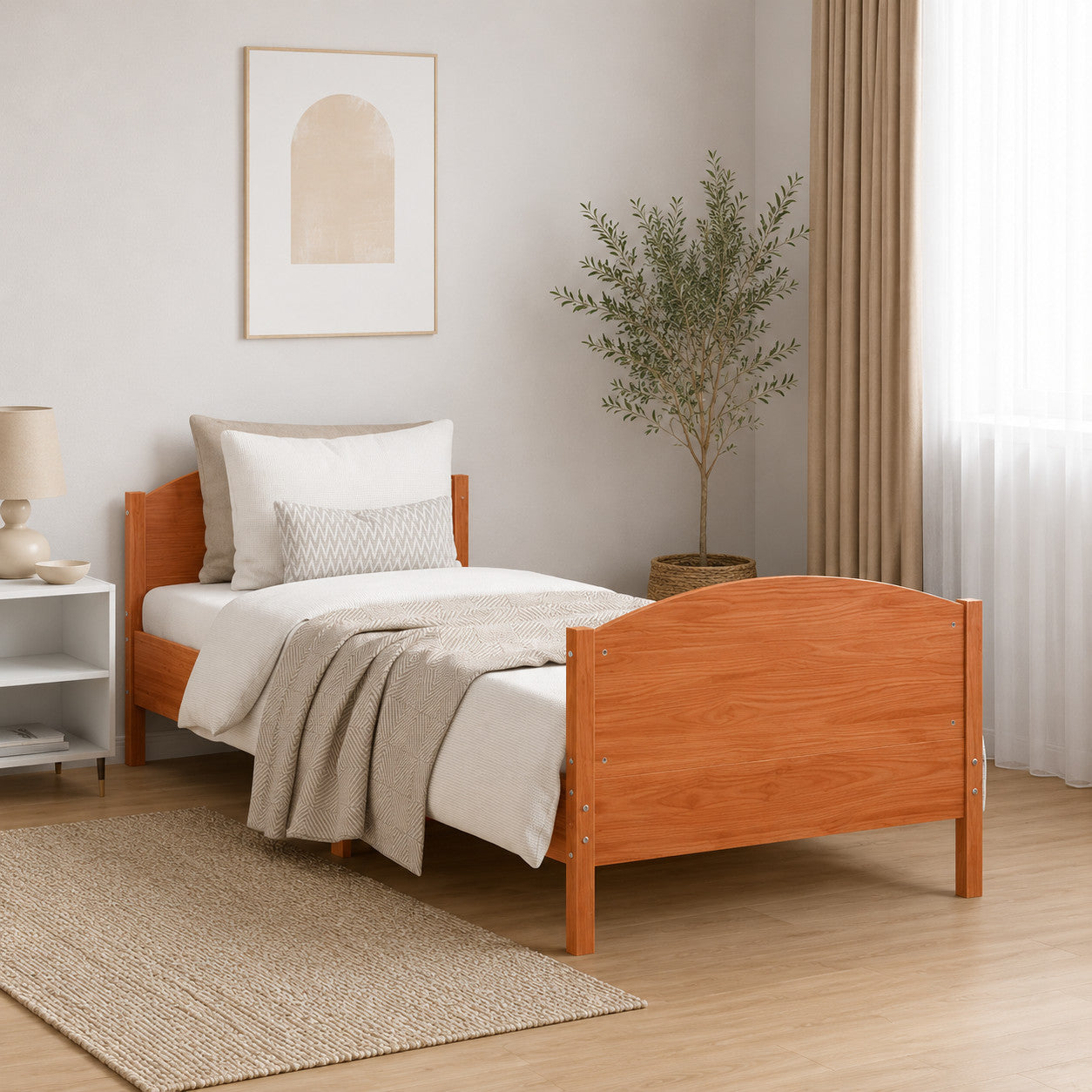 Massivholz Bett 90x200 Bettrahmen Einzelbett Holzbett
