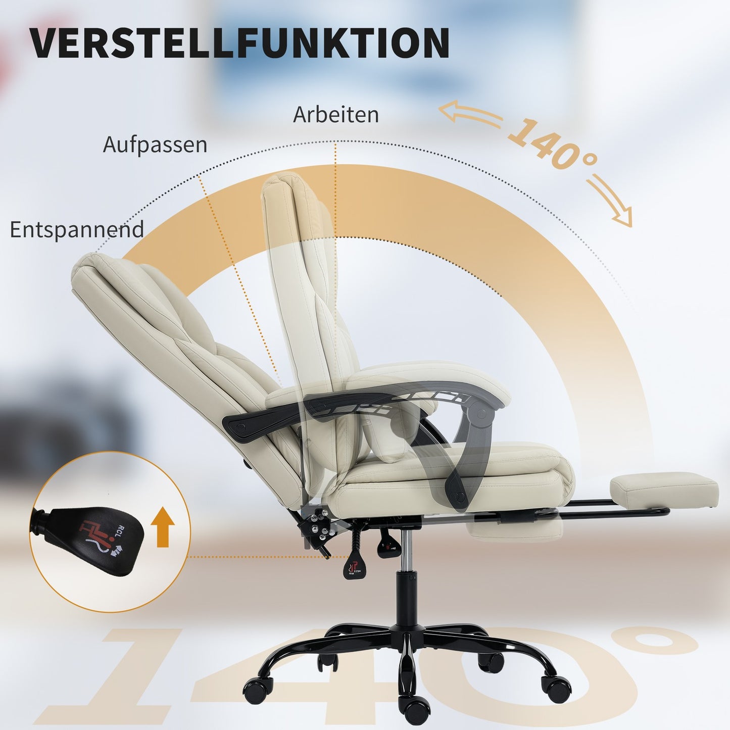 Ergonomischer Bürostuhl Schreibtischstuhl Verstellbar Fußstütze 120kg
