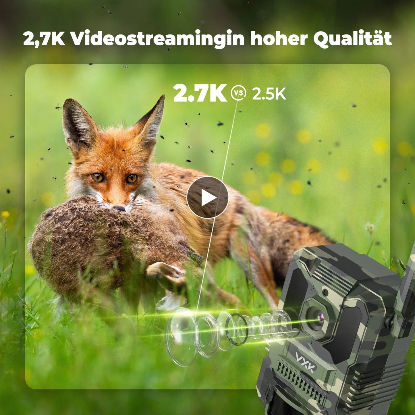 4G LTE Wildkamera Handyübertragung APP 27K Solar SIM Karte 64GB Nachtsicht