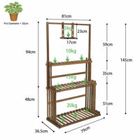 Blumenständer Pflanzenregal Pflanzentreppe Holzregal Aufhängestange 145cm