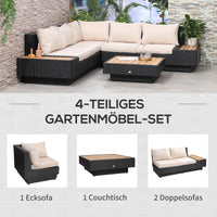 Polyrattan Gartenmöbel 4-teilig Sitzgruppe Lounge Schwarz Möbel