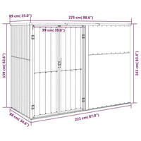 Gerätehaus Metall 225x89x159cm Geräteschuppen Garten Stahl