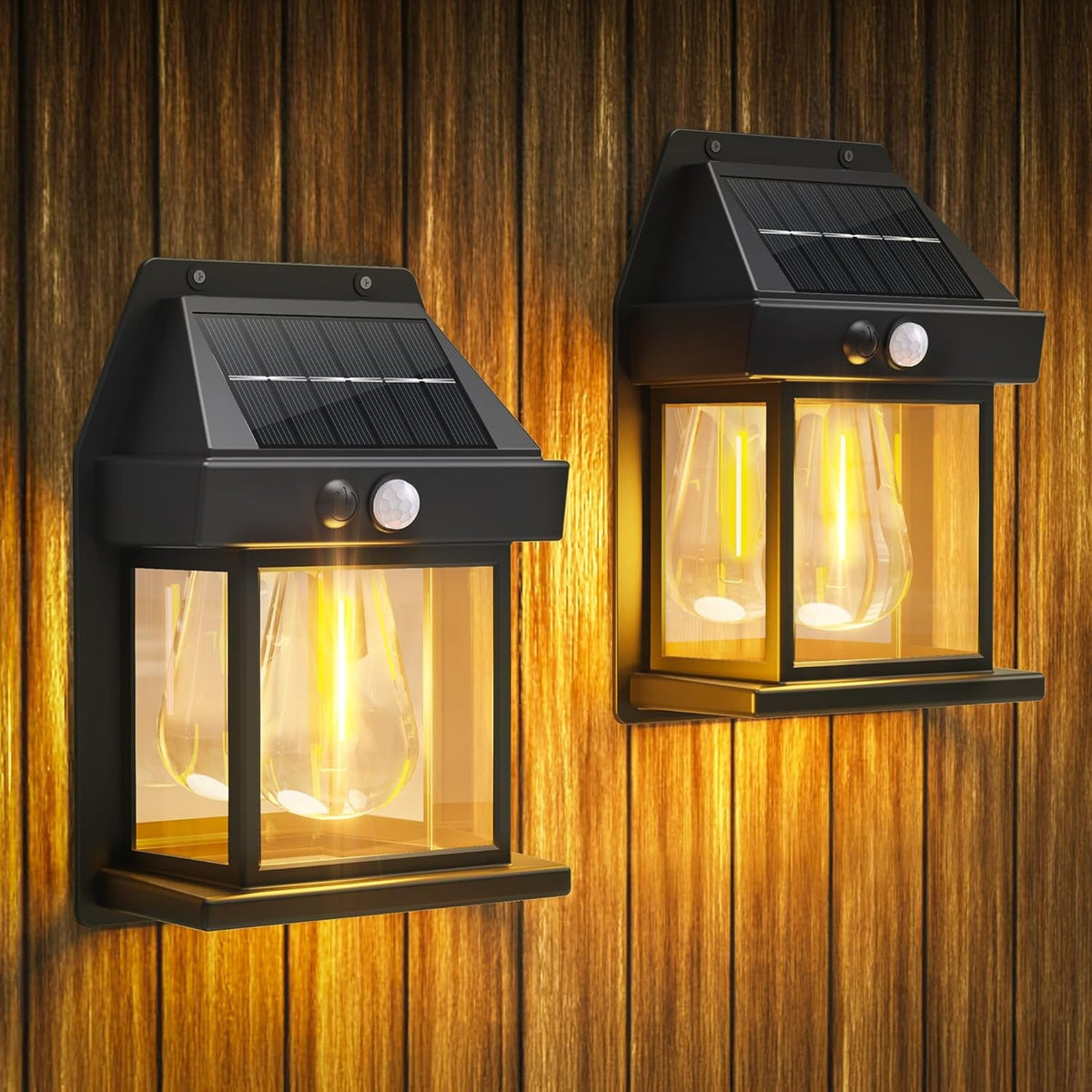 2x LED Solarlampen Außen Bewegungsmelder Wandleuchten Garten IP65